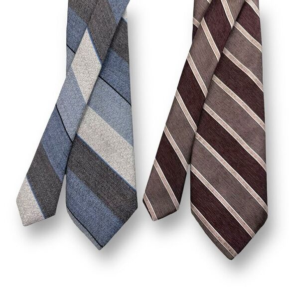 Paco Rabanne Other - Paco Rabanne Paris Men's Neckties‎ Bundle of 2 Blue And Brown Stripes Vintage